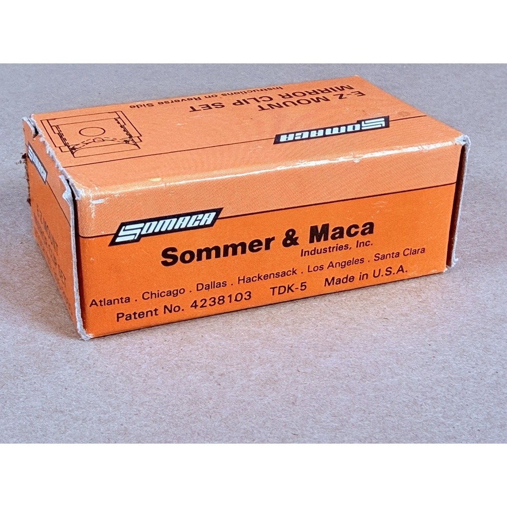 Vintage Somaca E-Z Mount Mirror Clip Set TDK-5 Sommer Maca Made USA NOS